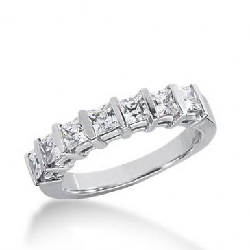 14k Gold Diamond Anniversary Wedding Ring 7 Princess Cut Diamonds Total 1.19ctw 465WR186514k