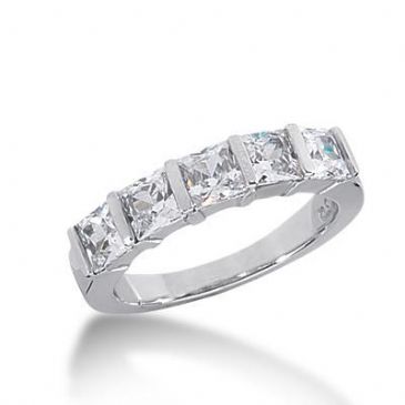 14k Gold Diamond Anniversary Wedding Ring 5 Princess Cut Total 2.00ctw 469WR188214k