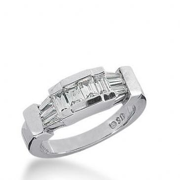 14k Gold Diamond Anniversary Wedding Ring  4 Straight Baguette Stones, 6 Tapered Baguette Total 0.80ctw 485WR200114k