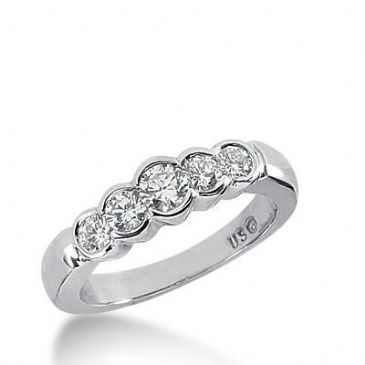14k Gold Diamond Anniversary Wedding Ring 5 Round Brilliant Diamonds Total 0.75ctw 508WR205714k