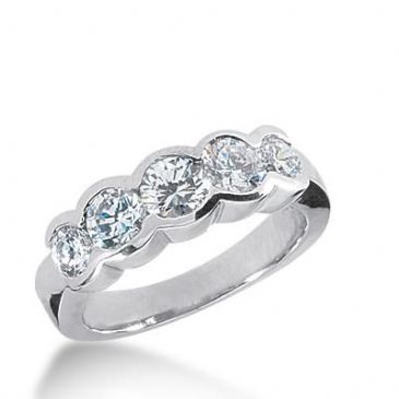 14k Gold Diamond Anniversary Wedding Ring 5 Round Brilliant Diamonds Total 1.35ctw 515WR207914k
