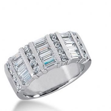 14k Gold Diamond Anniversary Wedding Ring 16 Round Brilliant Diamonds, 12 Straight Baguette Total 2.00ctw 526WR210114k