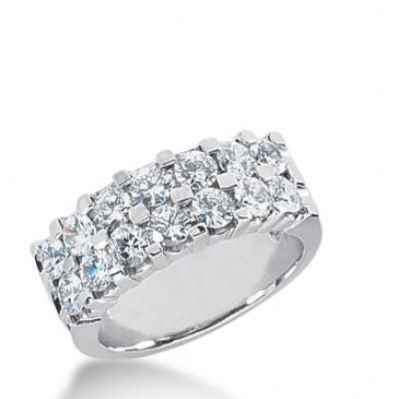 14k Gold Diamond Anniversary Wedding Ring 14 Round Brilliant Diamonds Total 2.1ctw 546WR213614k