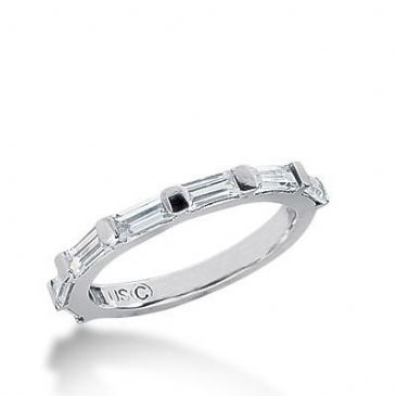 14k Gold Diamond Anniversary Wedding Ring 7 Straight Baguette Stones Total 0.98ctw 548WR213914k