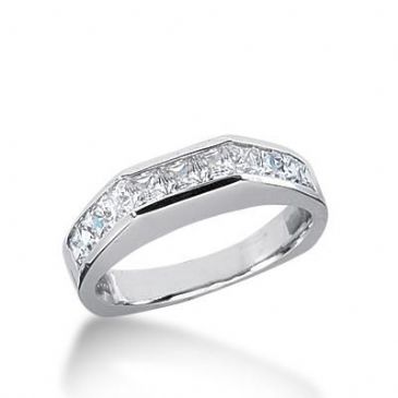 14k Gold Diamond Anniversary Wedding Ring 11 Princess Cut Stones Total 1.10ctw 552WR215514k