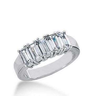14k Gold Diamond Anniversary Wedding Ring 5 Straight Baguette Diamonds Total 1.50ctw 577WR231514k