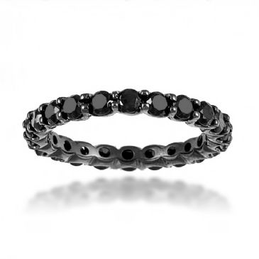 14K Black Gold & 2 Carat Black Diamond Eternity Ring