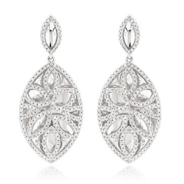 14K Gold & 1.36 Carat Diamond Designer Drop Earrings