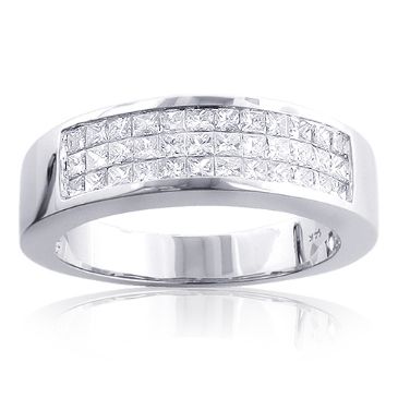 14K Gold & 1.5 Carat Princess Cut Diamond Wedding Band for Men