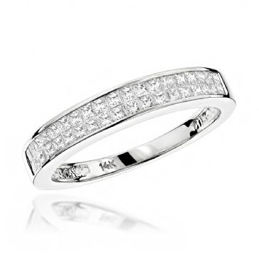 14K Gold & 1 Carat Princess Cut Diamond Wedding Band