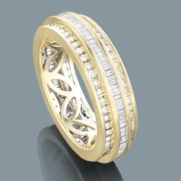 14K Gold & 2.01 Carat Round Diamond Baguette Eternity Ring