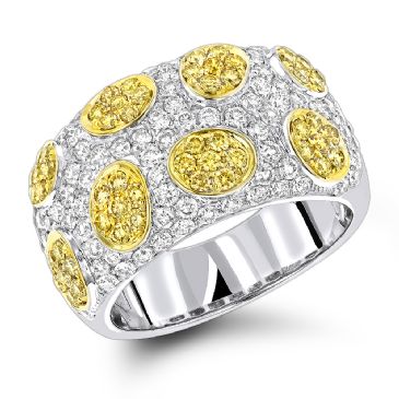 14K Gold & 2.38 Carat White & Yellow Diamond Eternity Band for Ladies