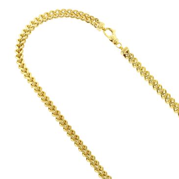14K Hollow Gold Square Franco Chain for Men 4.5mm