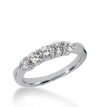 14k Gold Diamond Anniversary Wedding Ring 5 Round Brilliant Diamonds Total 0.71ctw 583WR232714k