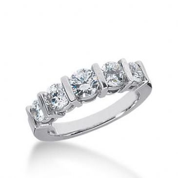 14k Gold Diamond Anniversary Wedding Ring 5 Round Brilliant Diamonds Total 1.40ctw 592WR234514k