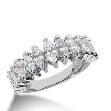 14k Gold Diamond Anniversary Wedding Ring 13 Marquise Cut Stones Total 2.57ctw 593WR234614k
