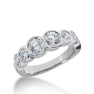 14k Gold Diamond Anniversary Wedding Ring 6 Round Brilliant Diamonds Total 1.50ctw 596WR234914k