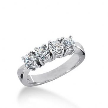 14k Gold Diamond Anniversary Wedding Ring 4 Round Brilliant Diamonds Total 0.80ctw 599WR235214k
