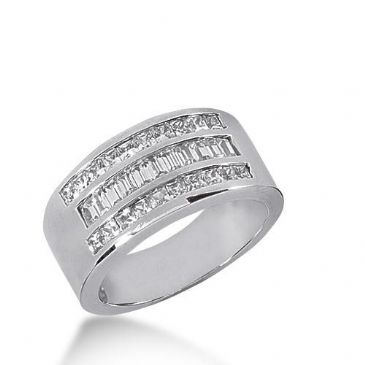 14k Gold Diamond Anniversary Wedding Ring 10 Straight Baguette, and 20 Princess Cut Stones Total 1.60ctw 601WR235514k