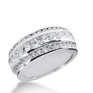 14k Gold Diamond Anniversary Wedding Ring 10 Princess Cut Stones, and 30 Round Brilliant Diamonds Total 2.00ctw 602WR235614k