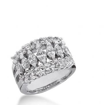14K Gold Diamond Anniversary Wedding Ring 7 Marquise Cut Stones, and 14 Round Brilliant Diamonds Total 2.63ctw 620WR238814k