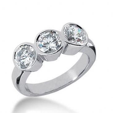 14K Gold Diamond Anniversary Wedding Ring 3 Round Brilliant Diamonds Total 1.80ctw 630WR240514k