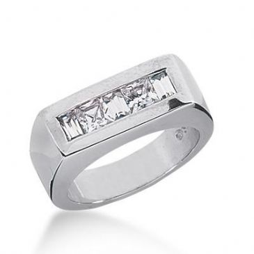 14K Gold Diamond Anniversary Wedding Ring 2 Princess Cut Diamonds, and 3 Straight Baguette Total 0.80ctw 641WR242314k