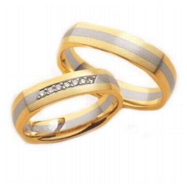 14k His & Hers Two Tone Gold 0.21 ct Diamond 089 Wedding Band Set HH08914K