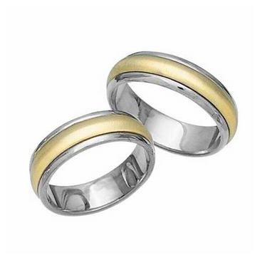 14k His & Hers Two Tone Gold 098 Wedding Band Set HH09814K