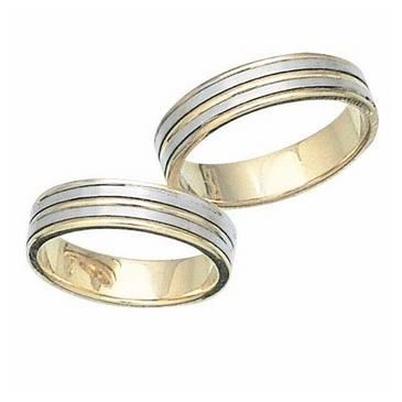 14k His & Hers Two Tone Gold 103 Wedding Band Set HH10314K