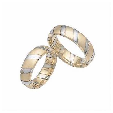 14k His & Hers Two Tone Gold 105 Wedding Band Set HH10514K