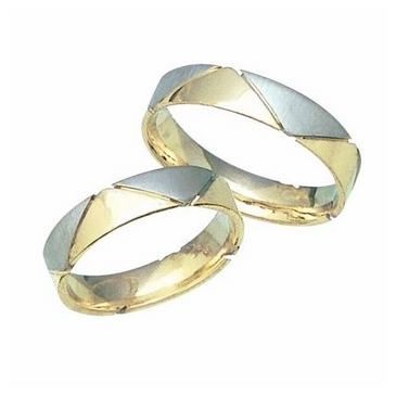 14k His & Hers Two Tone Gold 109 Wedding Band Set HH10914K