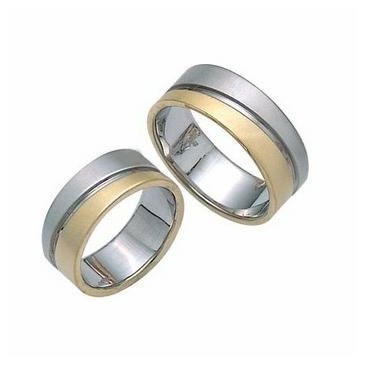 14k His & Hers Two Tone Gold 110 Wedding Band Set HH11014K