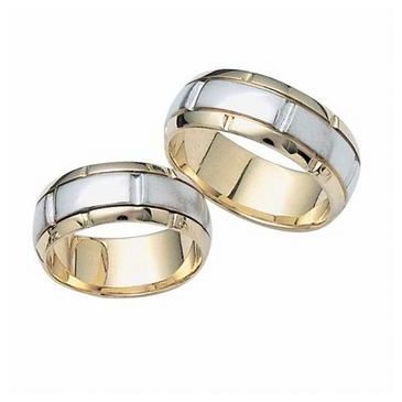 14k His & Hers Two Tone Gold 111 Wedding Band Set HH1114K