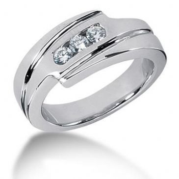 Men's Diamond Ring 3 Round Stone 0.10 ct Total 0.30 ctw 155-MDR1228