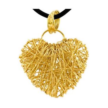 14k Yellow Gold Almani Design Heart Shaped Love Pendant