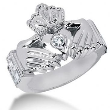 Men's Diamond Irish Claddagh Ring 1 Round Stone 0.15 ct 161-MDR1222