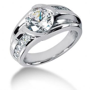 Men's Diamond Ring 1 Round Stone 2.50 ct 2 Round Stone 0.06 ct 6 Round Stone 0.05 ct 2 Round Stone 0.02 ct Total 2.96 ctw 162-MDR1335