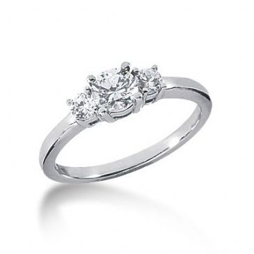 Platinum Diamond Engagement Ring 3 Round Total 0.70 ctw.