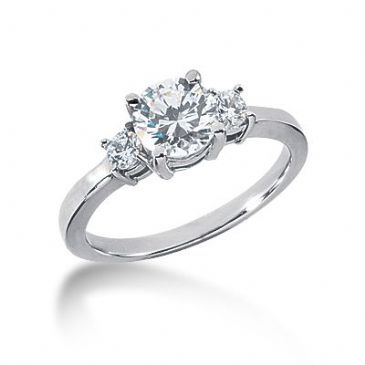 Platinum Diamond Engagement Ring 3 Round Total 1.20 ctw 1002