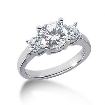 Platinum Diamond Engagement Ring 3 Round Total 2.00ctw. 1004