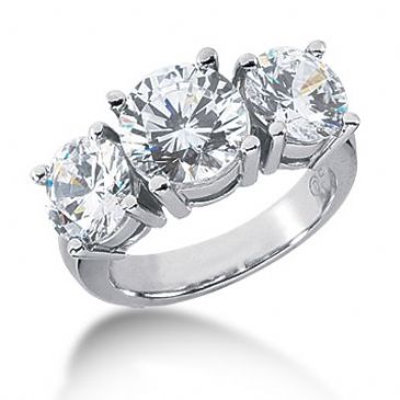 14K Diamond Engagement Ring 3 Round Stones Total 6.00 ctw. 1008-ENG314K-2460