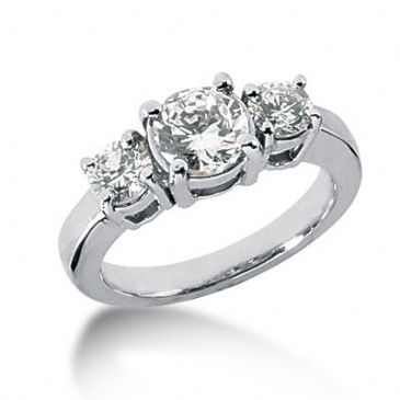 Platinum Diamond Engagement Ring 3 Round Total 1.95ctw. 1010