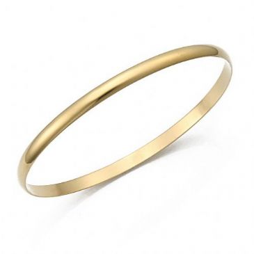 4mm Plain Dome Womens Yellow Gold Bangle