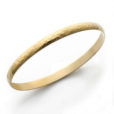 5mm Plain Dome Yellow Gold Hammered Womens Gold Bangle