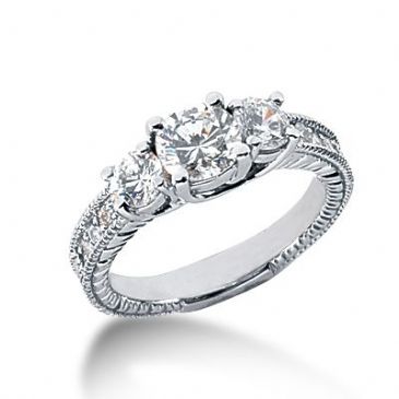 14k Sidestone Diamond Engagement Ring  1.37 ctw.  2000-ENGSS14K-735