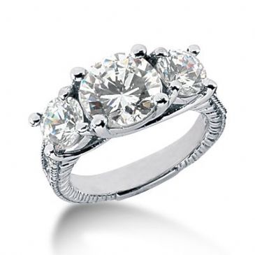 14K Side Stone Diamond Engagement Ring 4.38ctw 2001-ENGSS14K-758