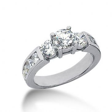 14K Side stone Diamond Engagement Ring   1.81 ctw 2002-ENGSS14K-6025