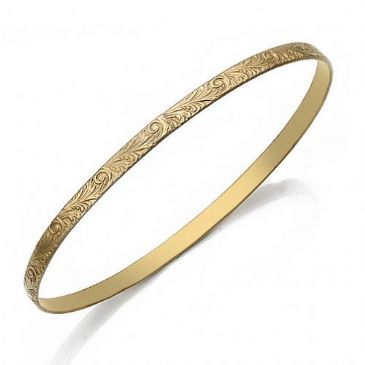 4mm Classic Flat Design Moroccan Womens Bangle  001-4FCDMWB