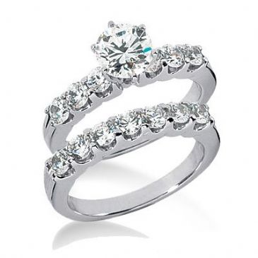 18K Gold Diamond Engagement Bridal Set 2.30ctw. 4003-18KENBR-130